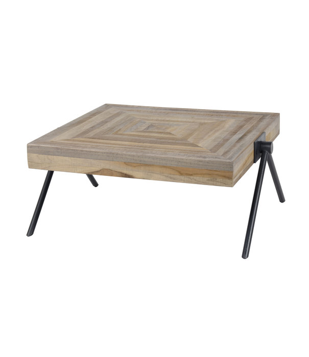Duverger® Diamond - Table basse - carrée - 70x70cm - teck patiné - pieds équilibrés - acier