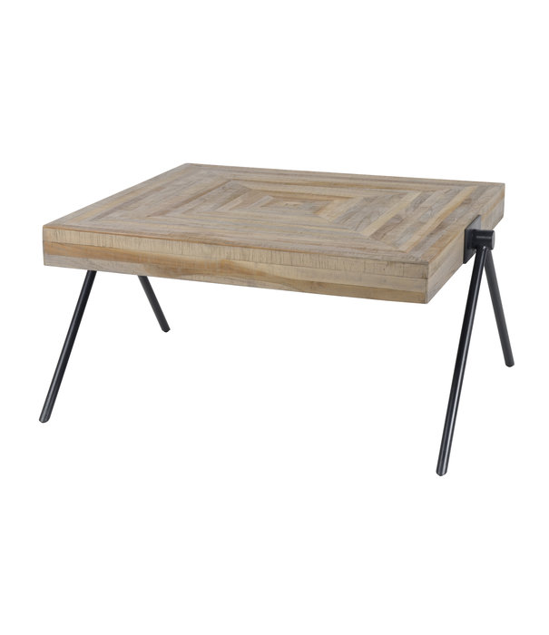 Duverger® Diamond - Table basse - carrée - 80x80cm - teck patiné - pieds équilibrés - acier