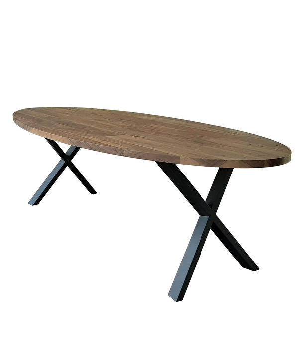 Duverger® Oval - Table de salle à manger - 240cm - noyer Saja massif - naturel - ovale