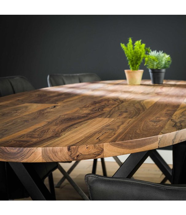 Duverger® Oval - Table de salle à manger - 200cm - noyer Saja massif - naturel - ovale