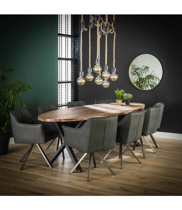 Duverger® Oval - Table de salle à manger - 270cm - noyer Saja massif - naturel - ovale