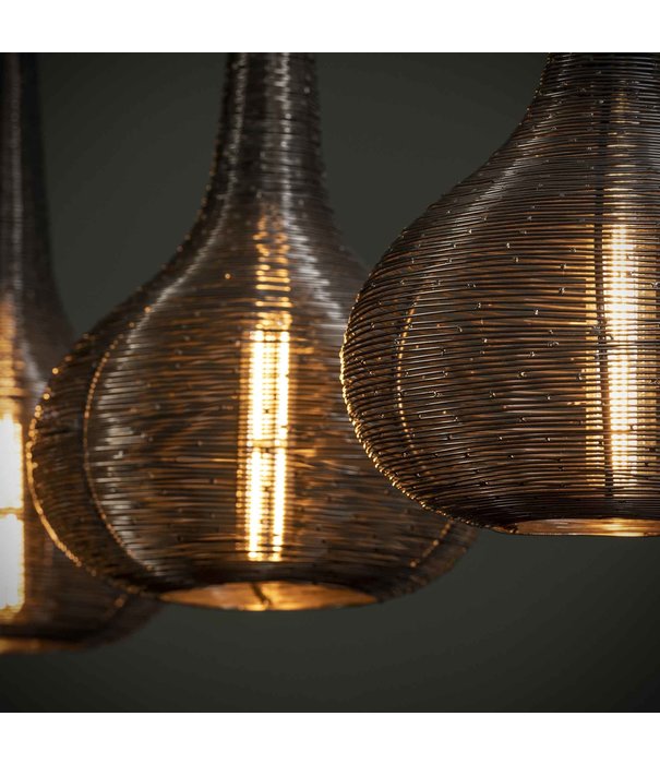 Duverger® Cone Wire - Lampe suspendue - 3L - fil conique - nickel antique - avec 3 sources lumineuses LED