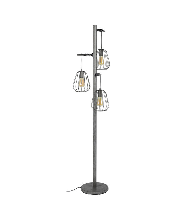 Duverger® Bird cage - Vloerlamp - 3L - oud zilver - met 3 LED lichtbronnen
