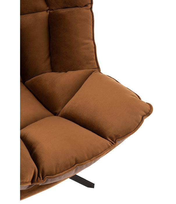 Duverger® Cosy lounge - Fauteuil - bruin - geruit kussen - zwart metalen spider voet