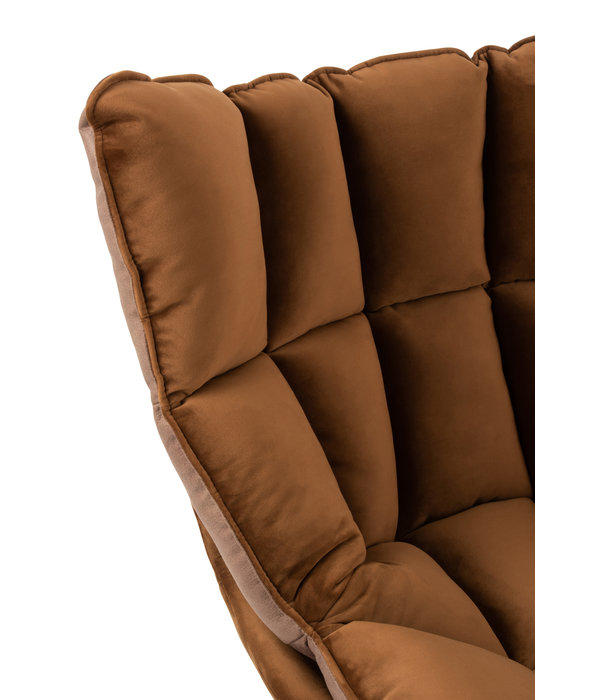 Duverger® Cosy lounge - Fauteuil - bruin - geruit kussen - zwart metalen spider voet