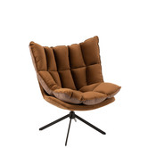 Cosy lounge - Fauteuil - bruin - geruit kussen - zwart metalen spider voet