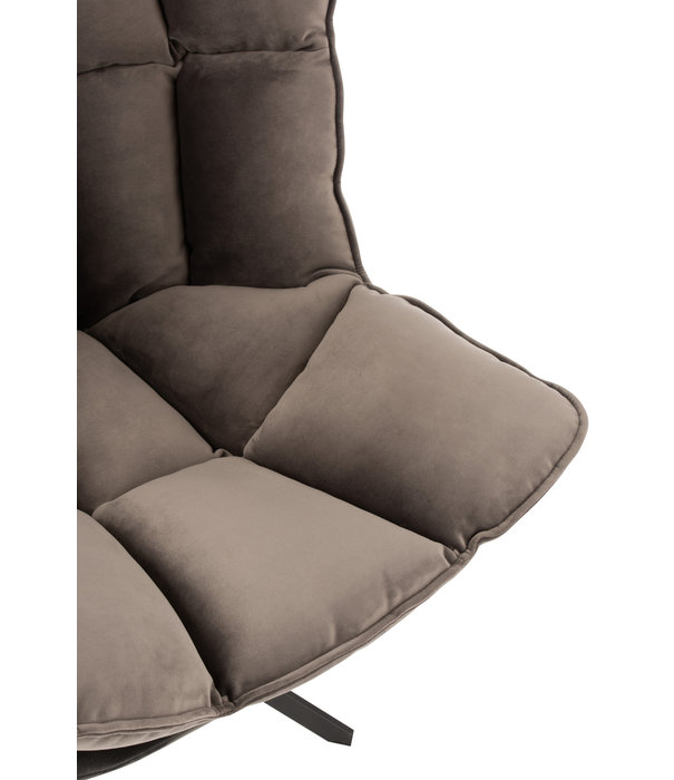 Duverger® Cosy lounge - Fauteuil - gris - coussin à carreaux - base araignée en métal noir