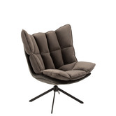 Cosy lounge - Fauteuil - gris - coussin à carreaux - base araignée en métal noir