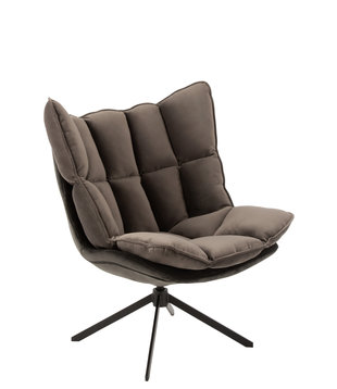 Cosy lounge - Fauteuil - gris - coussin à carreaux - base araignée en métal noir