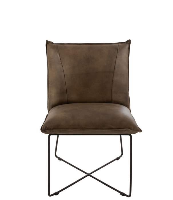 Duverger® Taupe lounge - Fauteuil - kunstleer - taupe -  zwart ijzer frame