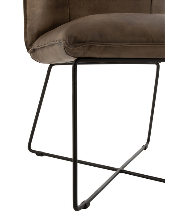 Duverger® Taupe lounge - Fauteuil - kunstleer - taupe -  zwart ijzer frame