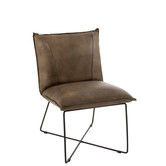 Taupe lounge - Fauteuil - kunstleer - taupe - zwart ijzer frame