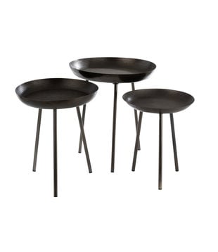 Round Plateau - table d'appoint - set of 3 - métal - gris foncé