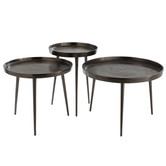 Queen - Tables d'appoint - set de 3 - plateau - métal - gris foncé