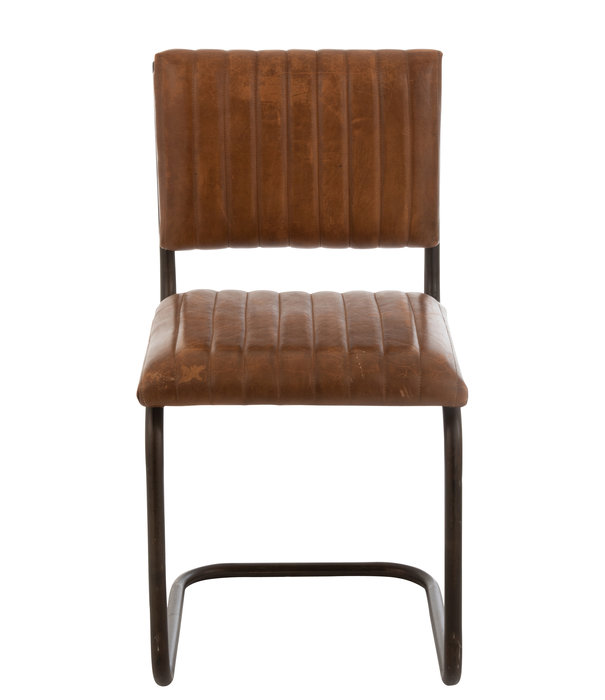 Duverger® Cognac Ribbel - Chaise - set of 2 - cuir - structure métallique