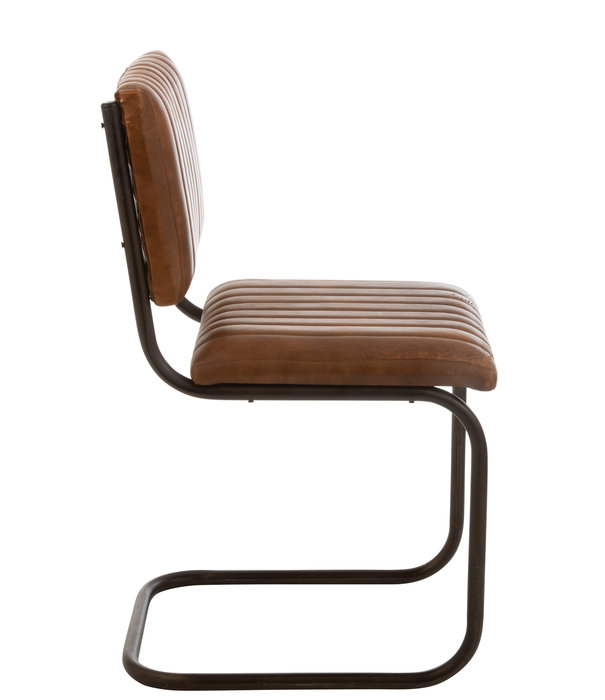 Duverger® Cognac Ribbel - Chaise - set of 2 - cuir - structure métallique