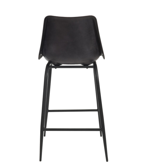 Duverger® High chair - Barstoel - set van 2 - zwart - leder - metaal