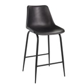 High chair - Barstoel - set van 2 - zwart - leder - metaal