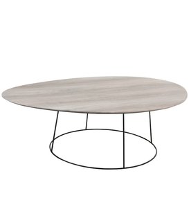 Pure Scandinavian - Couchtisch - groß - verzerrtes Oval - MDF - natur - Metallgestell schwarz