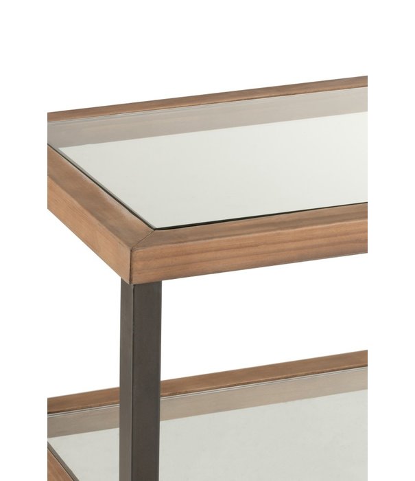 Duverger® Honeycomb - table d'appoint - plateau en verre - bord en bois - châssis en métal
