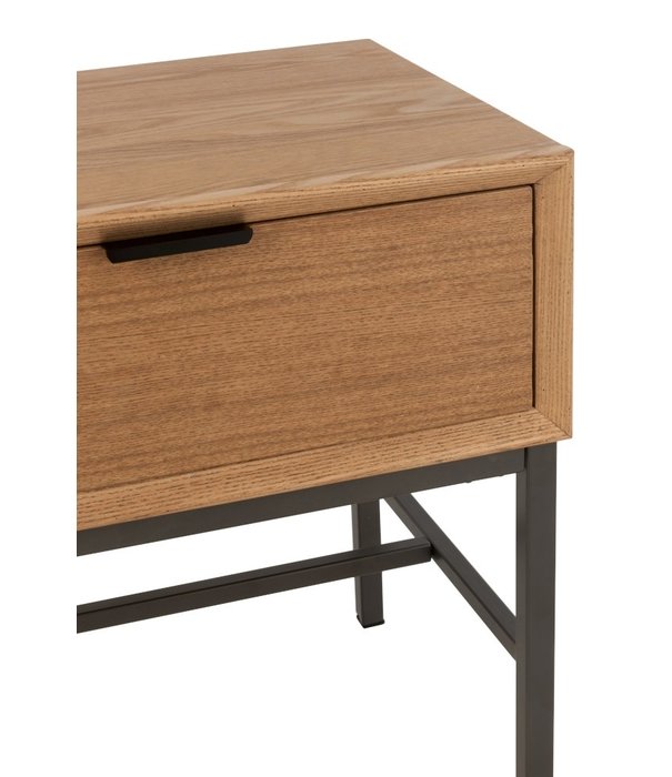 Duverger® Just Scandinavian - Nachttisch - MDF - Eichenfurnier - 1 Schublade - Metallrahmen