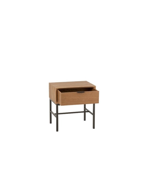 Duverger® Just Scandinavian - Nachttisch - MDF - Eichenfurnier - 1 Schublade - Metallrahmen