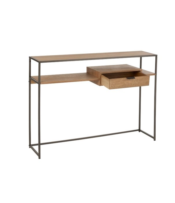 Duverger® Just Scandinavian - Beistelltisch - MDF - Eichenfurnier - 1 Schublade - Metallgestell