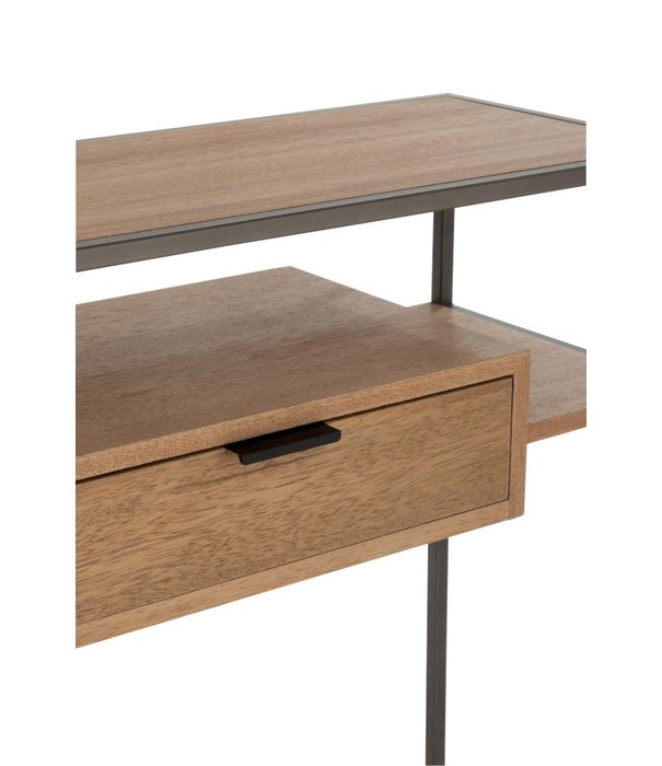 Duverger® Just Scandinavian - Table d'appoint - MDF - placage chêne - 1 tiroir - structure métallique