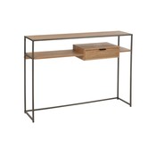 Just Scandinavian - Table d'appoint - MDF - placage chêne - 1 tiroir - structure métallique