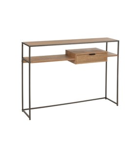 Just Scandinavian - Table d'appoint - MDF - placage chêne - 1 tiroir - structure métallique