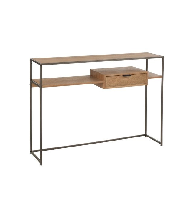 Duverger® Just Scandinavian - Table d'appoint - MDF - placage chêne - 1 tiroir - structure métallique