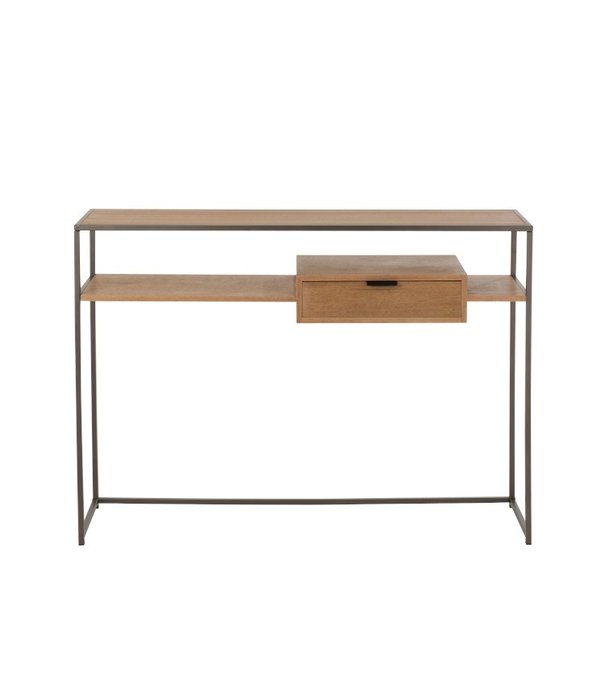 Duverger® Just Scandinavian - Sidetable - MDF - eik fineer - 1 lade - metalen frame