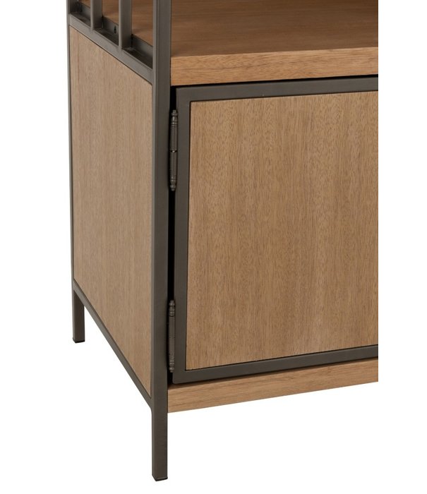 Duverger® Just Scandinavian - Wohnschrank - MDF - Eichenfurnier - 2 Türen - 2 Schubladen - Metallrahmen