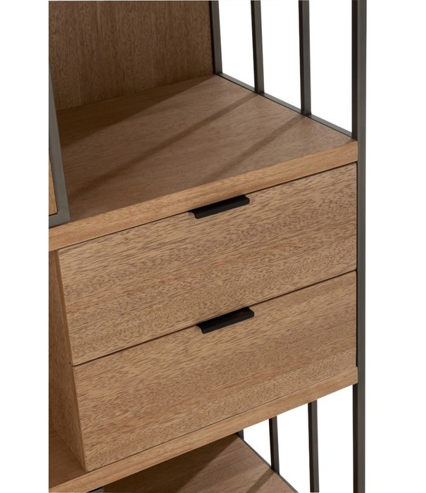 Duverger® Just Scandinavian - Wohnschrank - MDF - Eichenfurnier - 2 Türen - 2 Schubladen - Metallrahmen