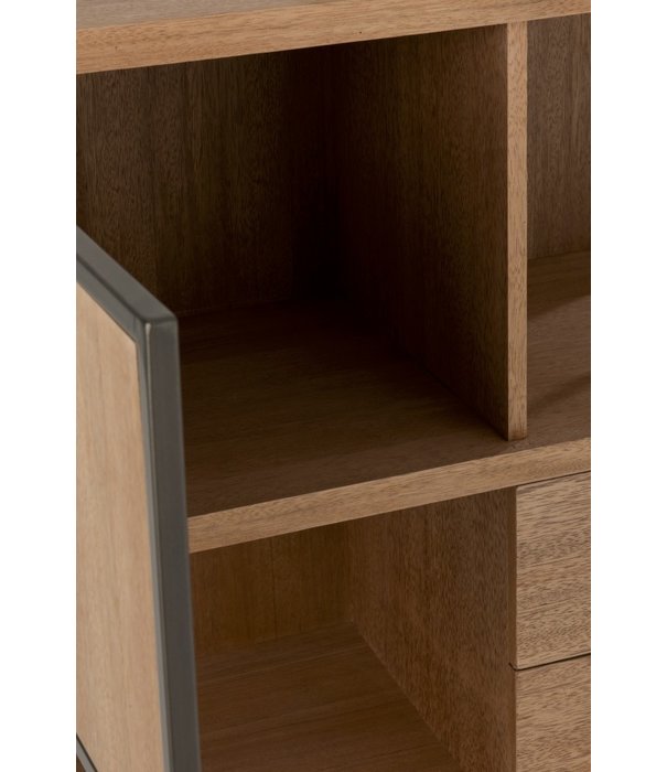 Duverger® Just Scandinavian - Wohnschrank - MDF - Eichenfurnier - 2 Türen - 2 Schubladen - Metallrahmen