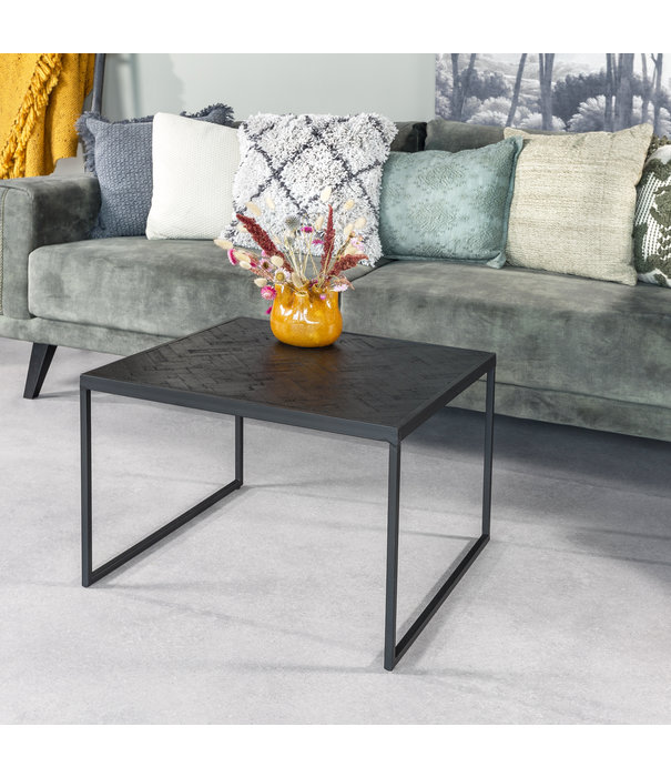 Duverger® Herringbone - Table d'appoint - noir - parquet à chevrons - structure métallique