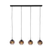 Smoked vintage - Lampe suspendue - 4-light - verre fumé - strié - sphérique