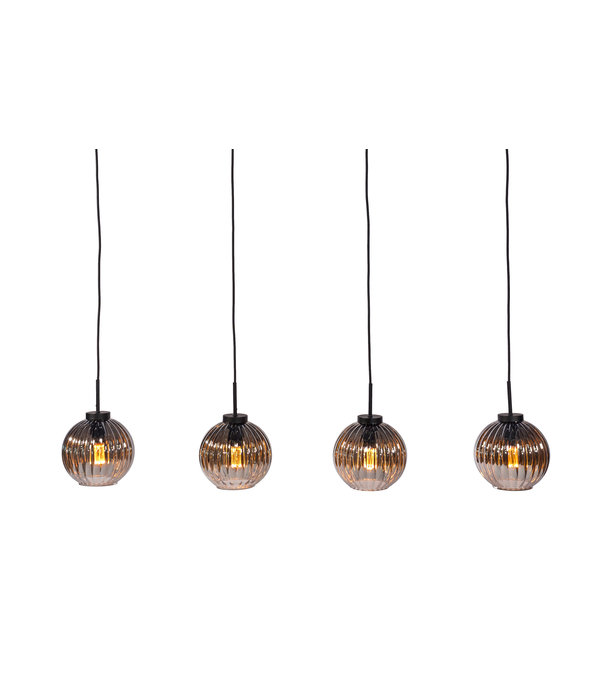 Duverger® Smoked vintage - Lampe suspendue - 4-light - verre fumé - strié - sphérique