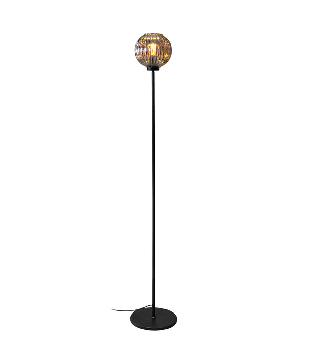 Duverger® Smoked vintage - Lampadaire - 1 lumière - verre fumé - strié - sphérique