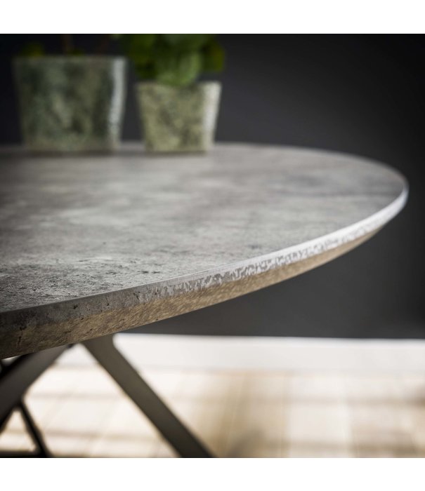 Duverger® Trendy - Table de salle à manger - ovale -L240cm - MDF - impression 3D - aspect béton gris