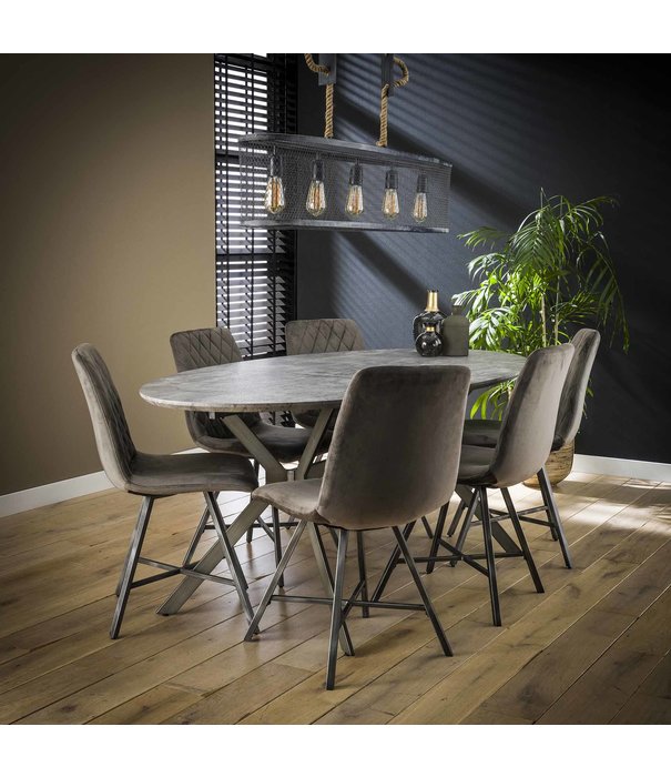 Duverger® Trendy - Table de salle à manger - ovale -L200cm - MDF - impression 3D - aspect béton gris