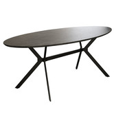 Trendy - Table de salle à manger - ovale -L200cm - MDF - impression 3D - aspect béton gris