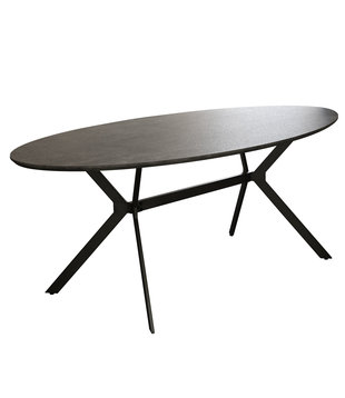 Trendy - Table de salle à manger - ovale -L200cm - MDF - impression 3D - aspect béton gris