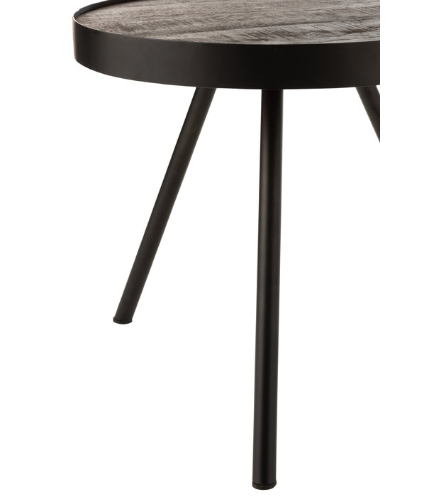 Duverger® Ruf Industry - Table basse - ronde - dia 46cm - bois de manguier - anthracite - anneau métallique