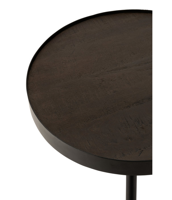 Duverger® Ruf Industry - Table basse - ronde - dia 46cm - bois de manguier - anthracite - anneau métallique