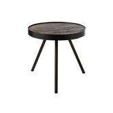 Ruf Industry - Table basse - ronde - dia 46cm - bois de manguier - anthracite - anneau métallique