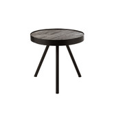 Ruf Industry - Table basse - ronde - dia 50cm - bois de manguier - anthracite - anneau métallique