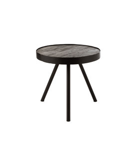 Ruf Industry - Table basse - ronde - dia 50cm - bois de manguier - anthracite - anneau métallique