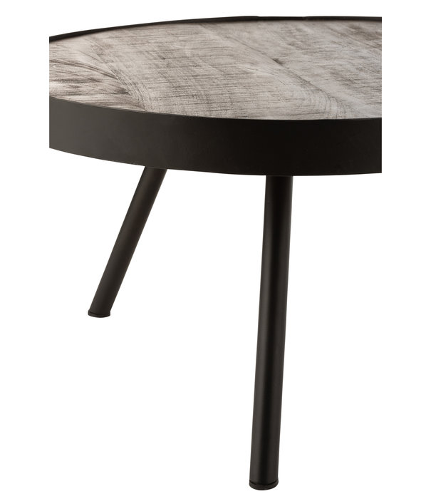 Duverger® Ruf Industry - Salontafel - rond - dia 50cm - mango hout - antraciet - metalen ring