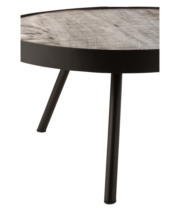 Duverger® Ruf Industry - Table basse - ronde - dia 50cm - bois de manguier - anthracite - anneau métallique